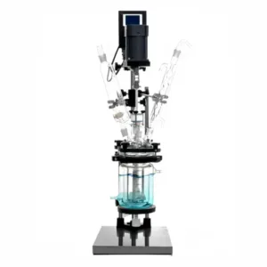 Double Jacketed Glass Reactor 5L with five ports and wide temperature range for lab use