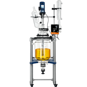 30L glass reactor with double jacket for precise chemical reaction and temperature control