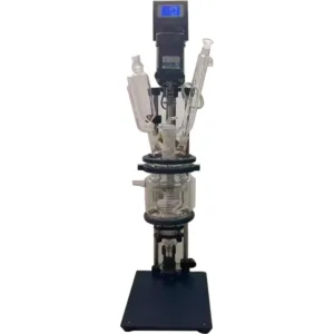 2L jacketed glass reactor with wide temperature range and customizable ports for lab use
