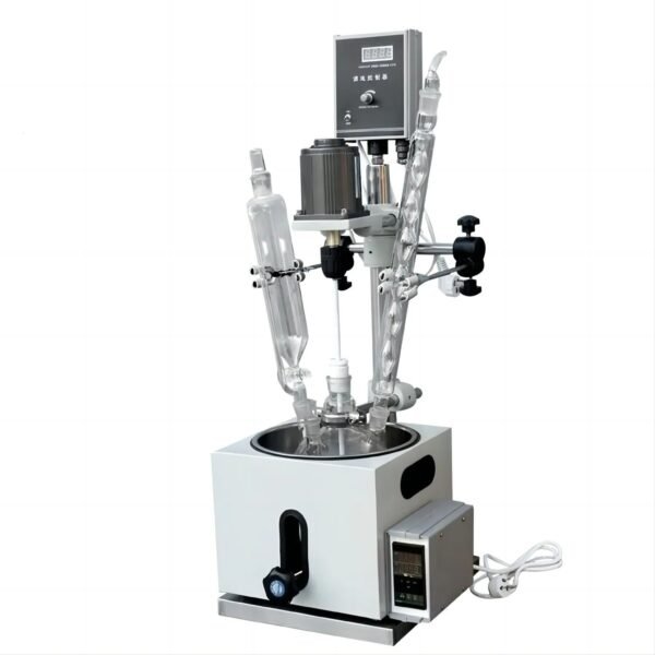 3L Glass Reactor with Oil Bath, 200°C heating, 1350rpm stirring, lab synthesis equipment