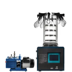 Benchtop Multi-Manifold Vacuum Freeze Dryer with 0.1㎡ area and 4 trays for lab drying use
