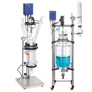 5L Double Jacketed Glass Reactor with 5L capacity and 3.1L jacket for precise temperature control in pharmaceutical R&D