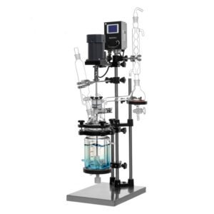 2L jacketed glass reactor with wide temperature range and customizable ports for lab use