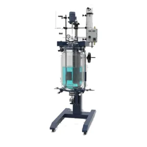 Double Layer Glass Liftable Reactor 10L with 3L jacket and customizable 6 ports for versatile chemical processing
