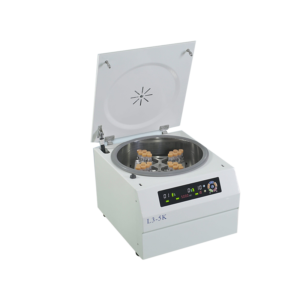 L3-5K Low-Speed Benchtop Medical Centrifuge with rotor recognition and LED display for clinical and lab centrifugation tasks.